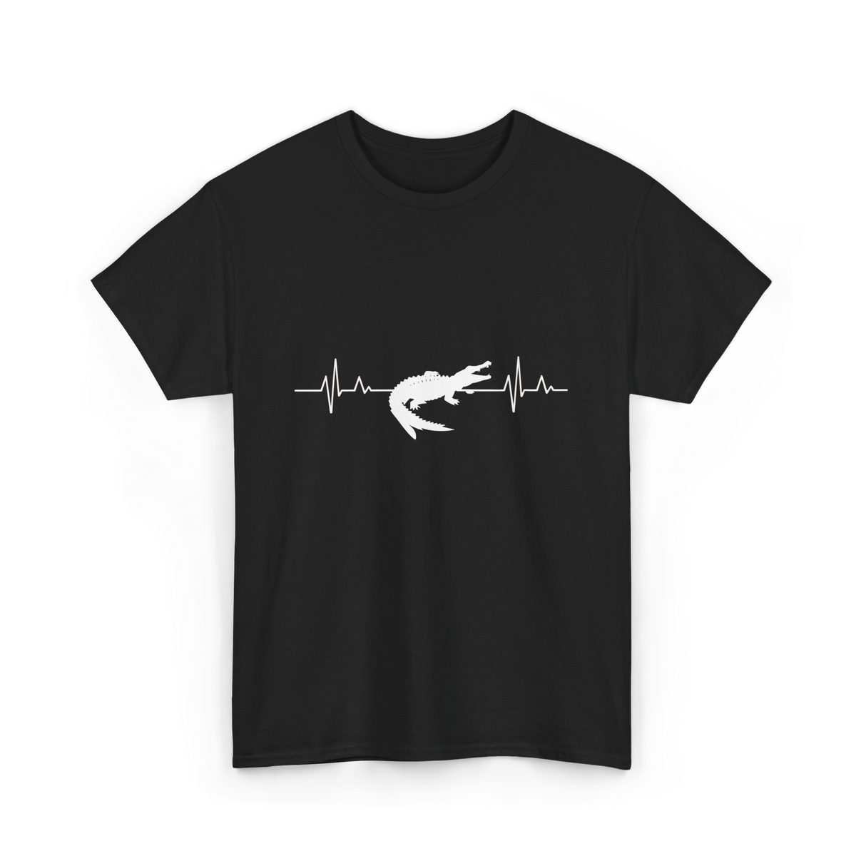 Crocodile Heartbeat Gator Animal Lover T-Shirt - Black