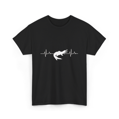 Crocodile Heartbeat Gator Animal Lover T-Shirt - Black