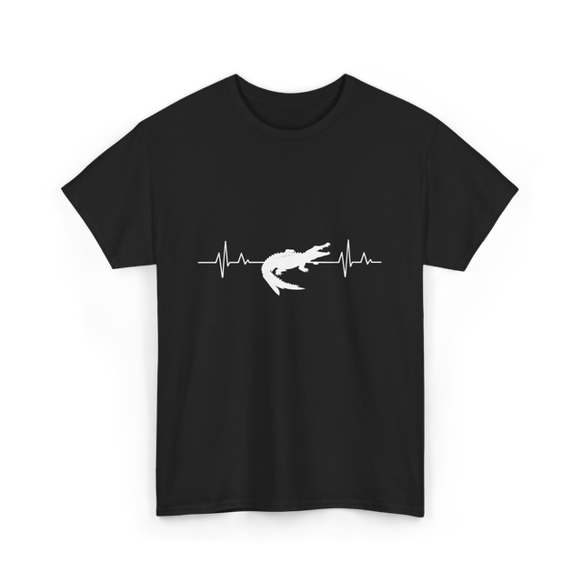 Crocodile Heartbeat Gator Animal Lover T-Shirt - Black