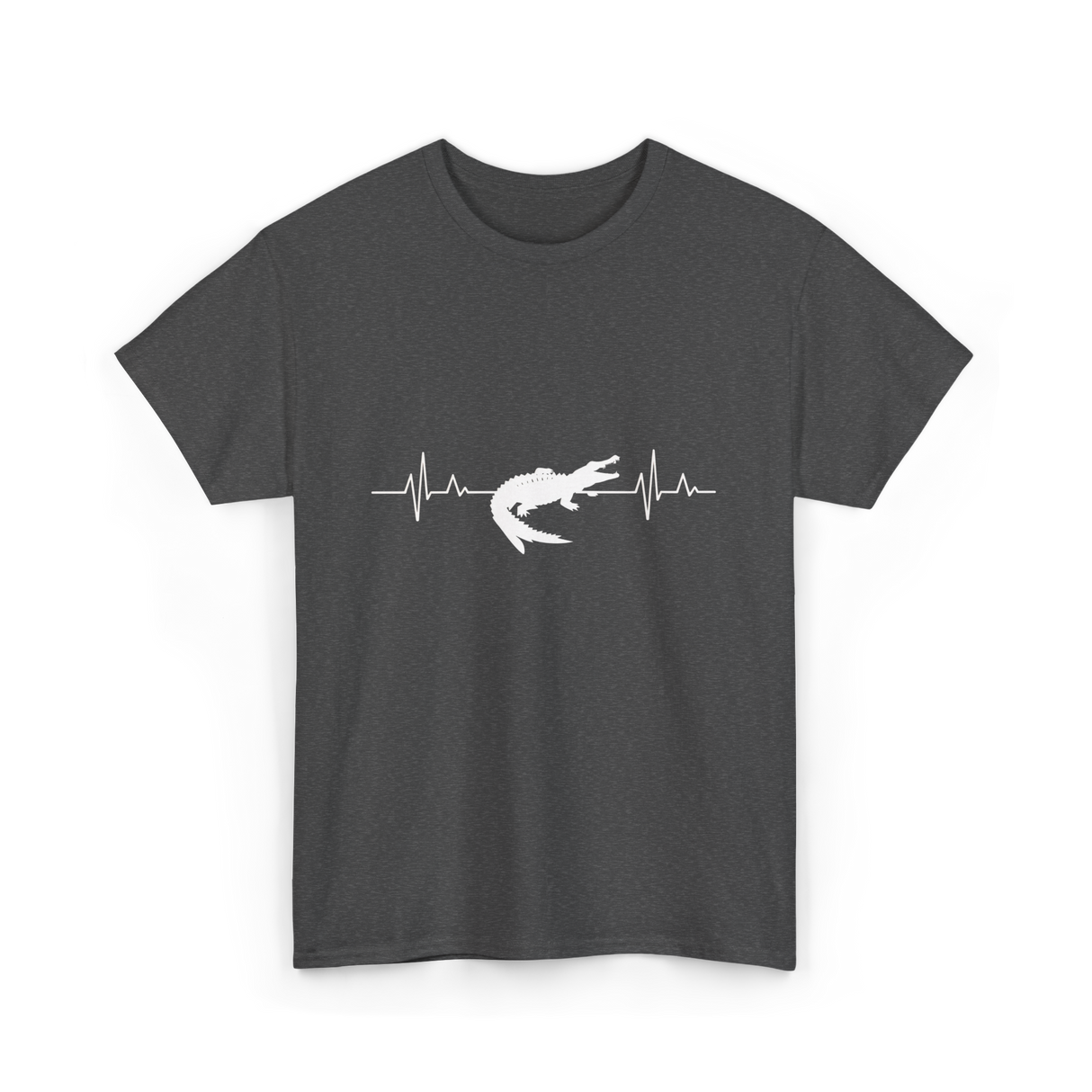 Crocodile Heartbeat Gator Animal Lover T-Shirt - Dark Heather