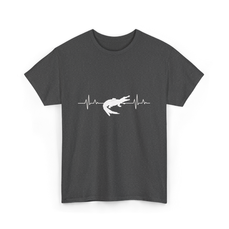 Crocodile Heartbeat Gator Animal Lover T-Shirt - Dark Heather