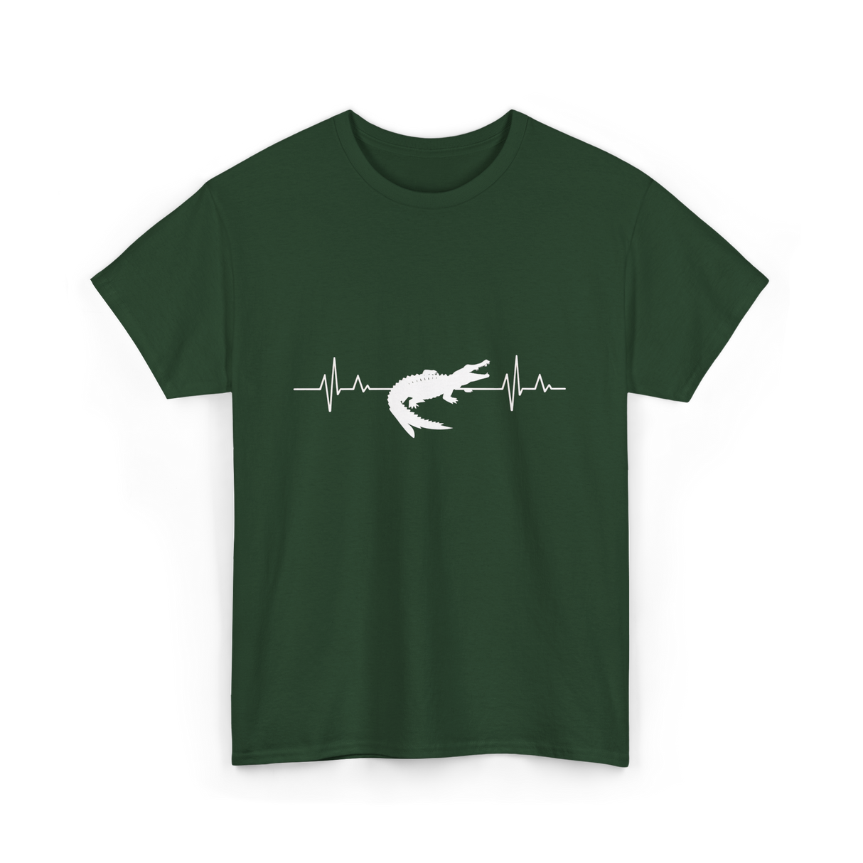 Crocodile Heartbeat Gator Animal Lover T-Shirt - Forest Green