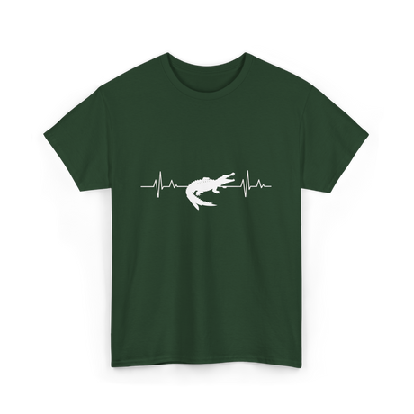 Crocodile Heartbeat Gator Animal Lover T-Shirt - Forest Green