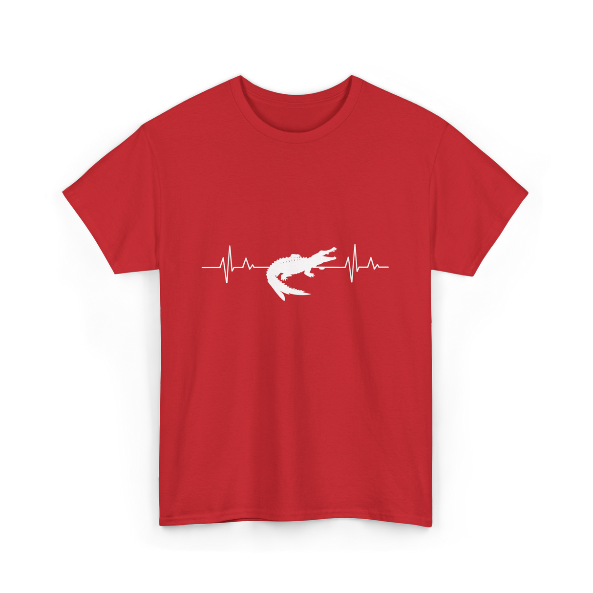 Crocodile Heartbeat Gator Animal Lover T-Shirt - Red