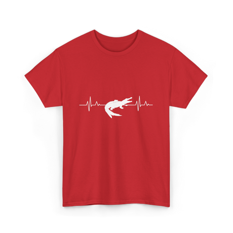 Crocodile Heartbeat Gator Animal Lover T-Shirt - Red