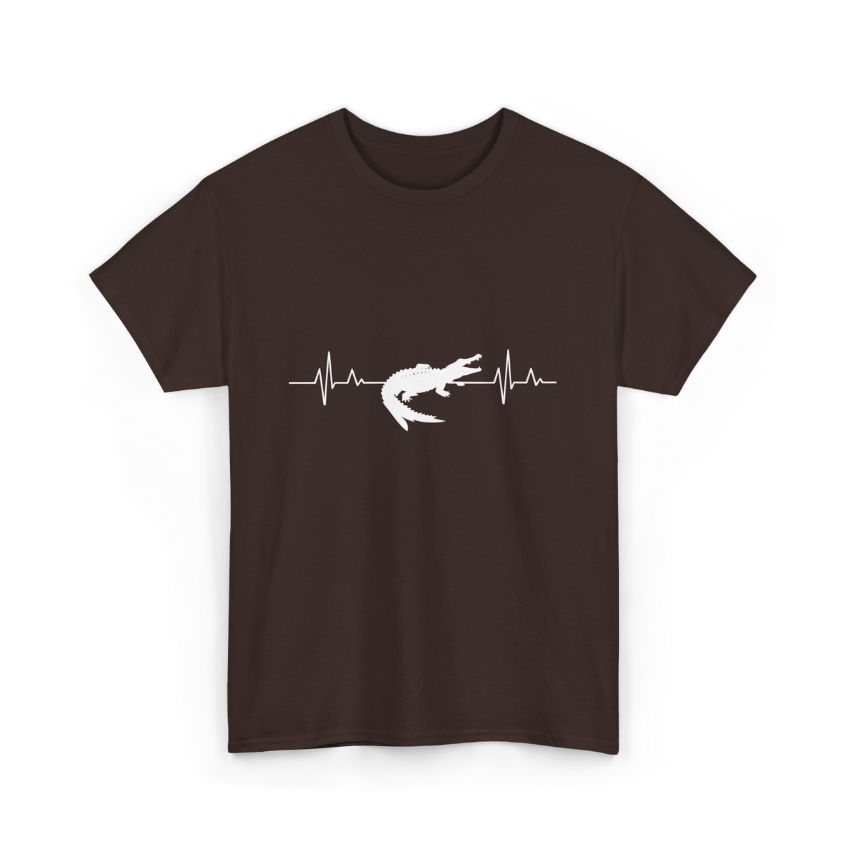 Crocodile Heartbeat Gator Animal Lover T-Shirt - Dark Chocolate