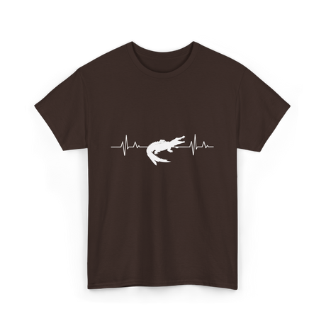 Crocodile Heartbeat Gator Animal Lover T-Shirt - Dark Chocolate