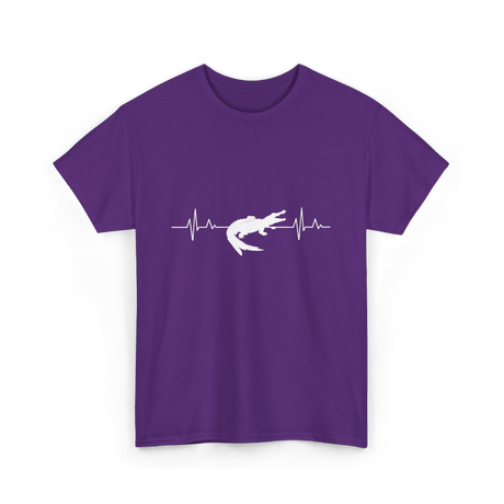 Crocodile Heartbeat Gator Animal Lover T-Shirt - Purple