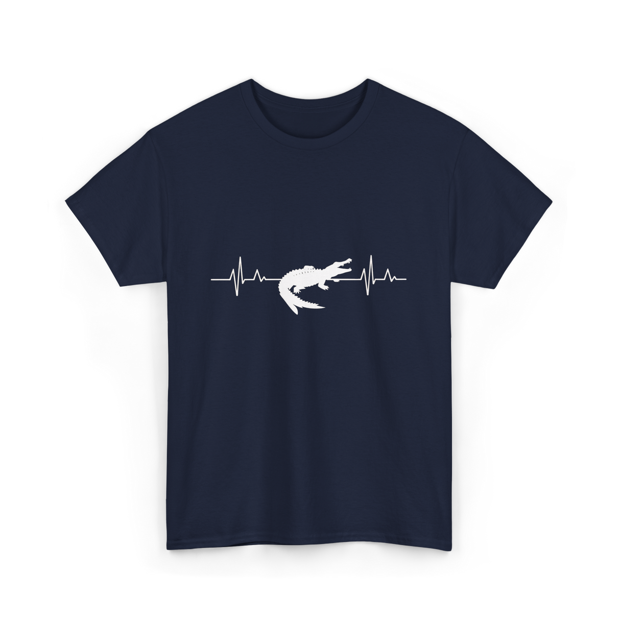 Crocodile Heartbeat Gator Animal Lover T-Shirt - Navy