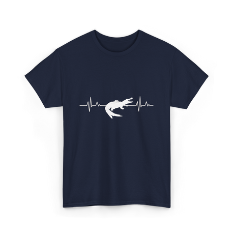 Crocodile Heartbeat Gator Animal Lover T-Shirt - Navy