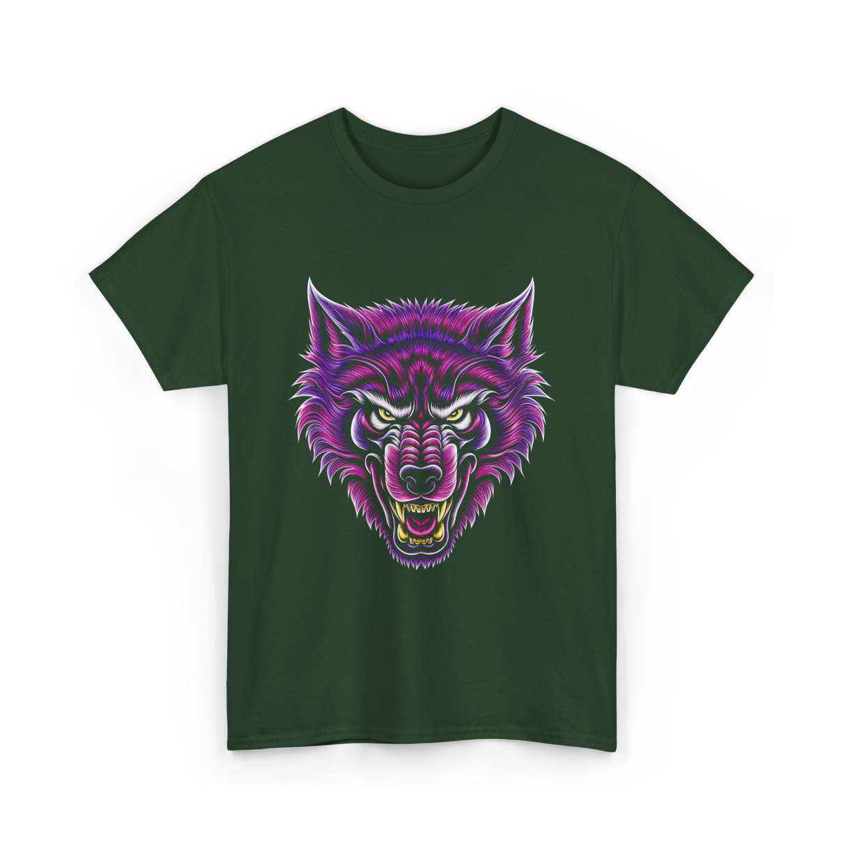 Cryptid Werewolf Head Mythical Creature T-Shirt - Forest Green