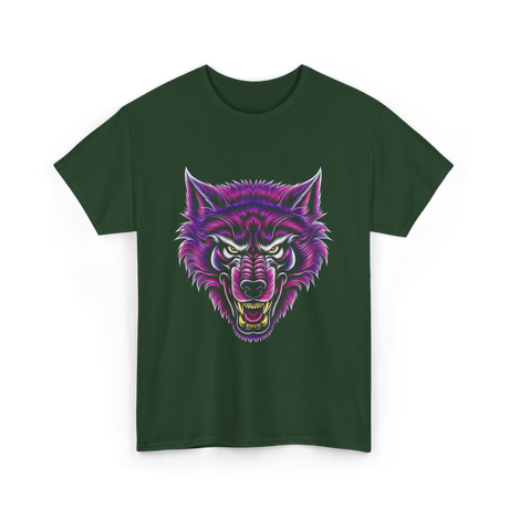 Cryptid Werewolf Head Mythical Creature T-Shirt - Forest Green