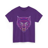 Cryptid Werewolf Head Mythical Creature T-Shirt - Purple