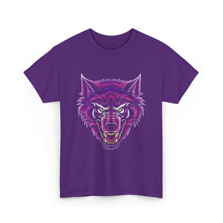 Cryptid Werewolf Head Mythical Creature T-Shirt - Purple