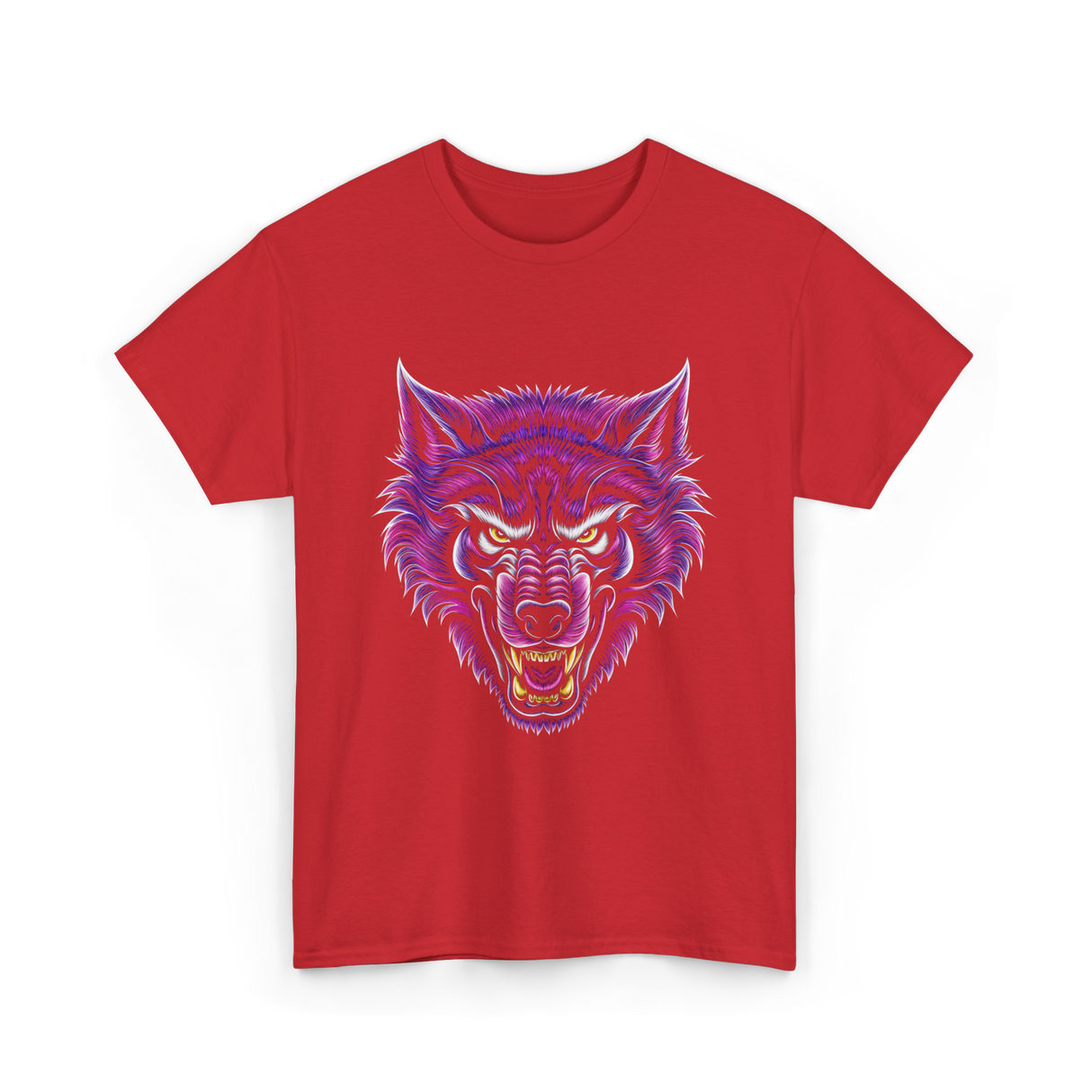 Cryptid Werewolf Head Mythical Creature T-Shirt - Red