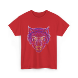 Cryptid Werewolf Head Mythical Creature T-Shirt - Red