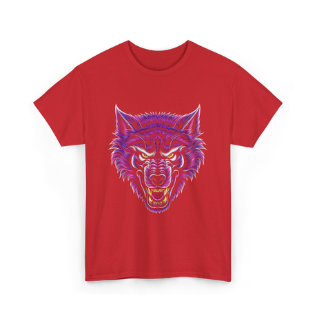 Cryptid Werewolf Head Mythical Creature T-Shirt - Red