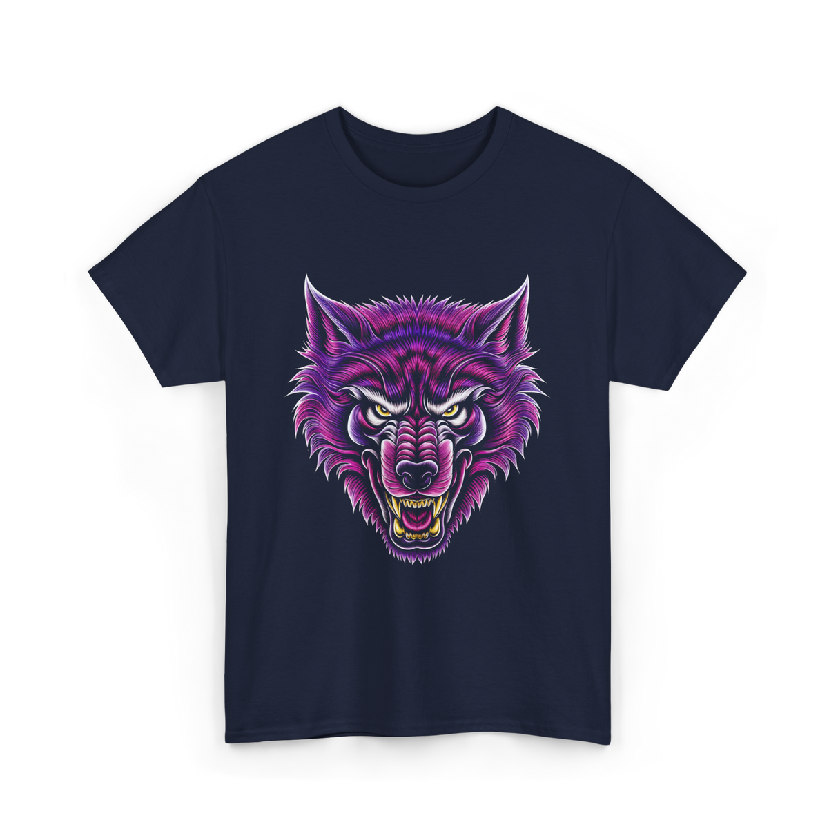 Cryptid Werewolf Head Mythical Creature T-Shirt - Navy