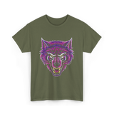 Cryptid Werewolf Head Mythical Creature T-Shirt - Military Green