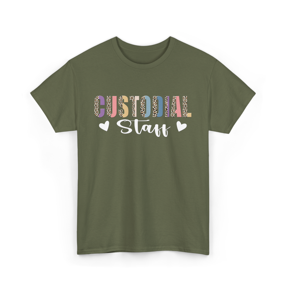 Custodial Staff Custodian Cleaning T-Shirt - Military Green