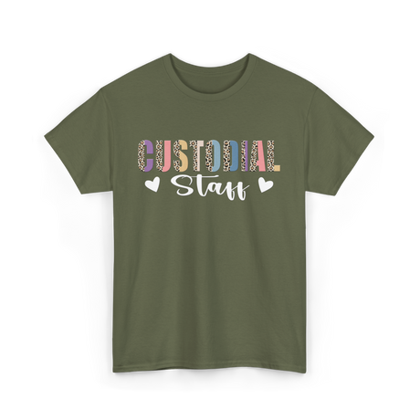 Custodial Staff Custodian Cleaning T-Shirt - Military Green