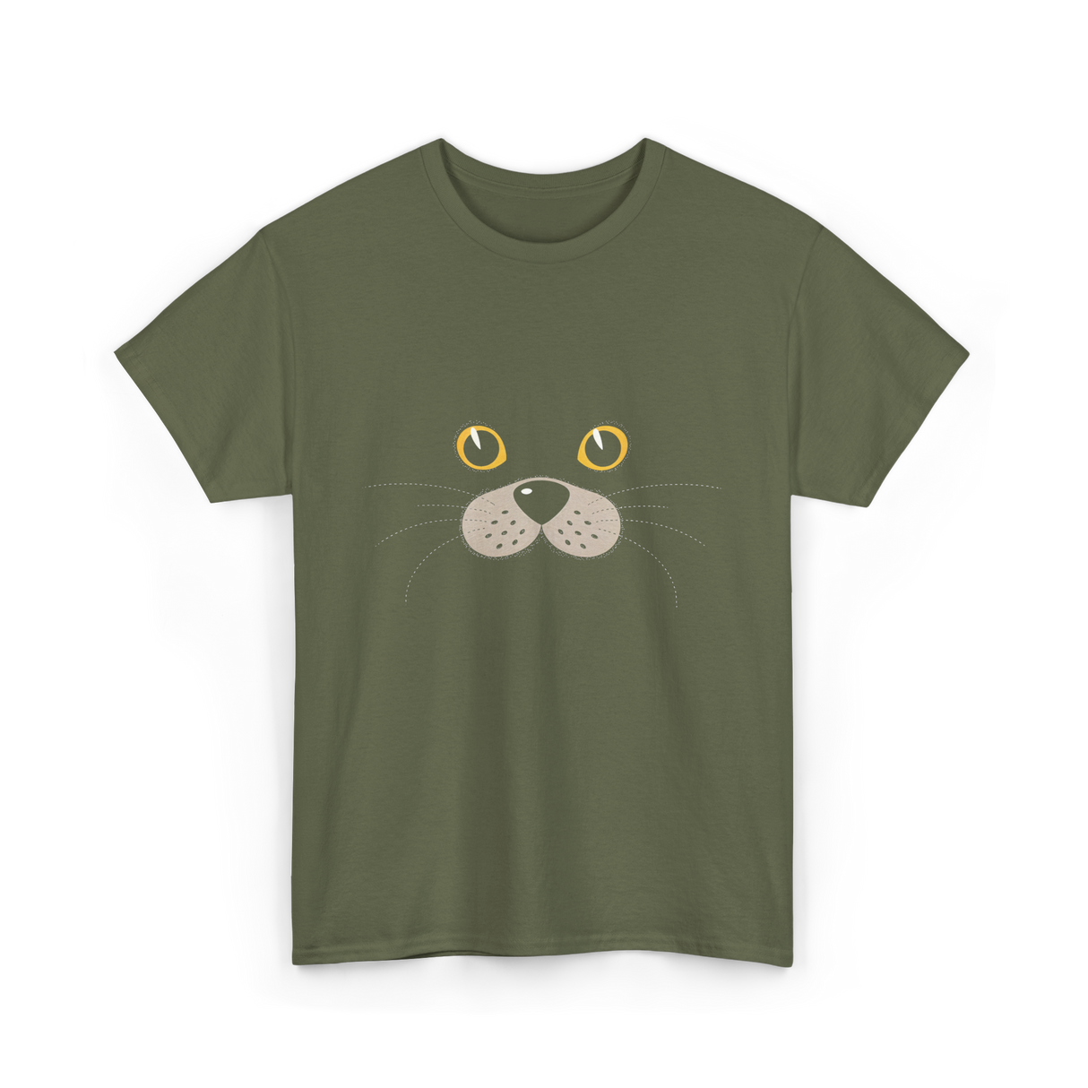 Cute Animal Face Seal T-Shirt - Military Green