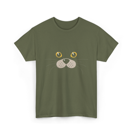 Cute Animal Face Seal T-Shirt - Military Green