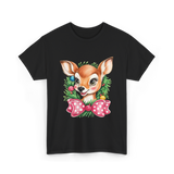 Cute Baby Deer Christmas Kids T-Shirt - Black