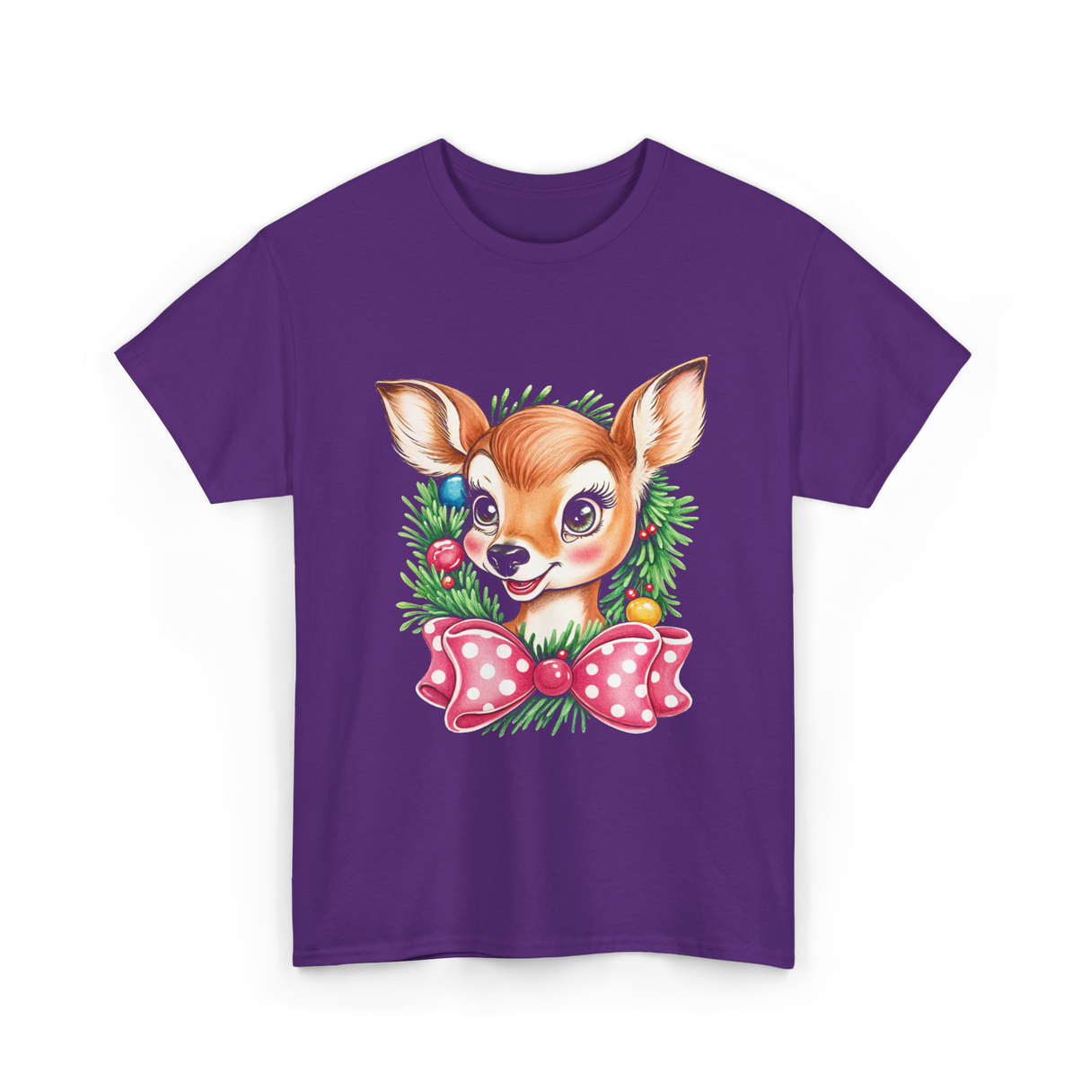 Cute Baby Deer Christmas Kids T-Shirt - Purple