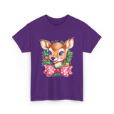 Cute Baby Deer Christmas Kids T-Shirt - Purple