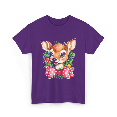 Cute Baby Deer Christmas Kids T-Shirt - Purple