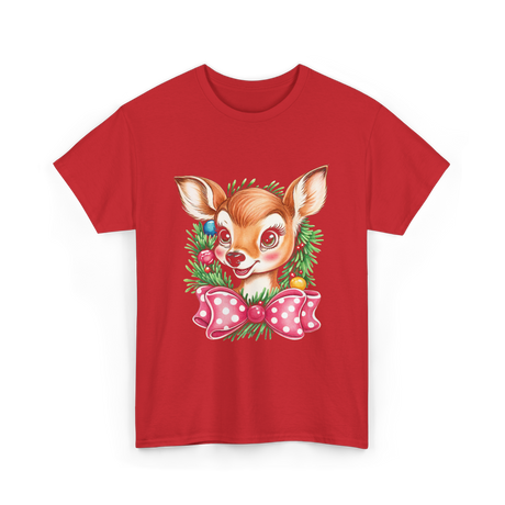 Cute Baby Deer Christmas Kids T-Shirt - Red