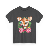 Cute Baby Deer Christmas Kids T-Shirt - Dark Heather