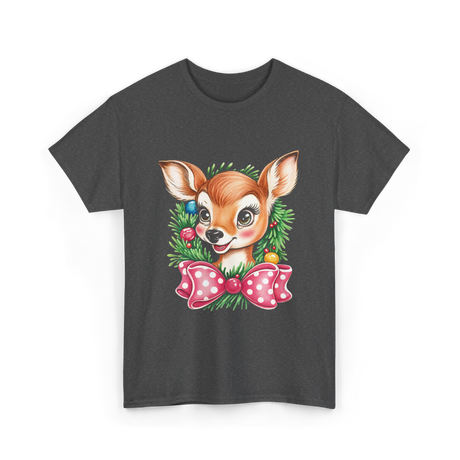 Cute Baby Deer Christmas Kids T-Shirt - Dark Heather