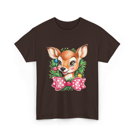 Cute Baby Deer Christmas Kids T-Shirt - Dark Chocolate