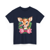 Cute Baby Deer Christmas Kids T-Shirt - Navy