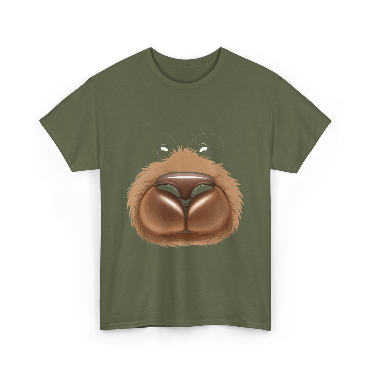 Cute Bear Face Bear Teddy T-Shirt - Military Green