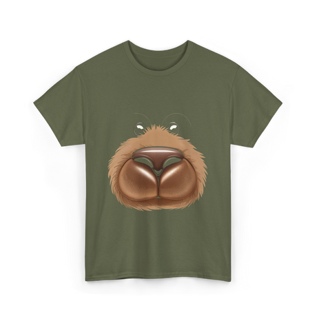 Cute Bear Face Bear Teddy T-Shirt - Military Green