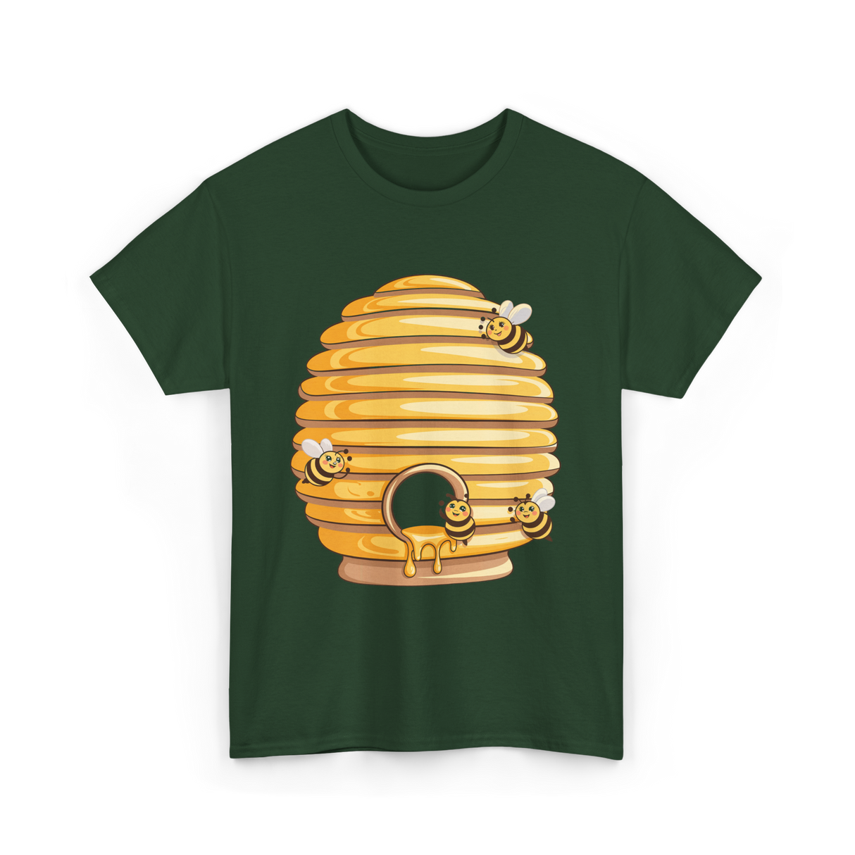 Cute Beehive Bees Honey Bee T-Shirt - Forest Green