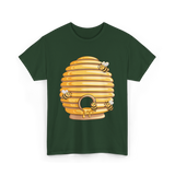 Cute Beehive Bees Honey Bee T-Shirt - Forest Green