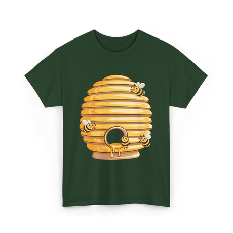 Cute Beehive Bees Honey Bee T-Shirt - Forest Green