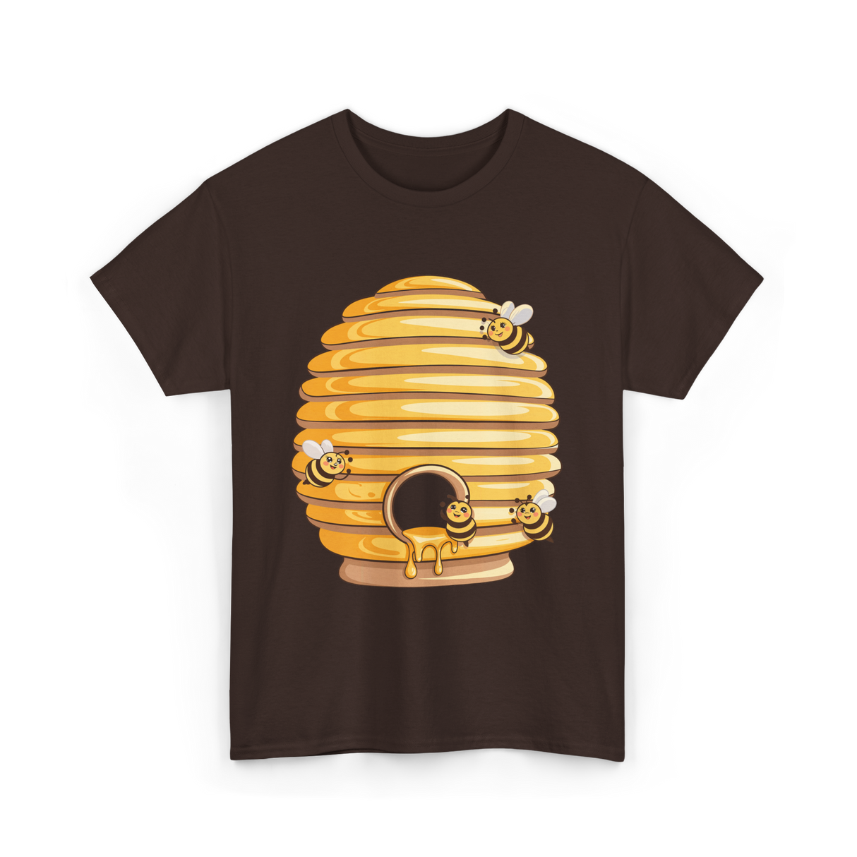 Cute Beehive Bees Honey Bee T-Shirt - Dark Chocolate