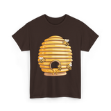 Cute Beehive Bees Honey Bee T-Shirt - Dark Chocolate