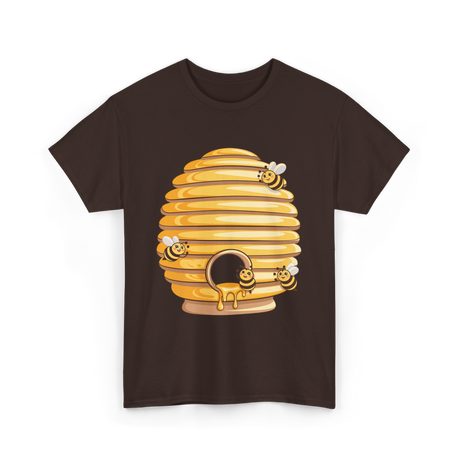 Cute Beehive Bees Honey Bee T-Shirt - Dark Chocolate