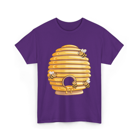 Cute Beehive Bees Honey Bee T-Shirt - Purple