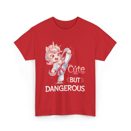 Cute But Dangerous Karate Unicorn T-Shirt - Red