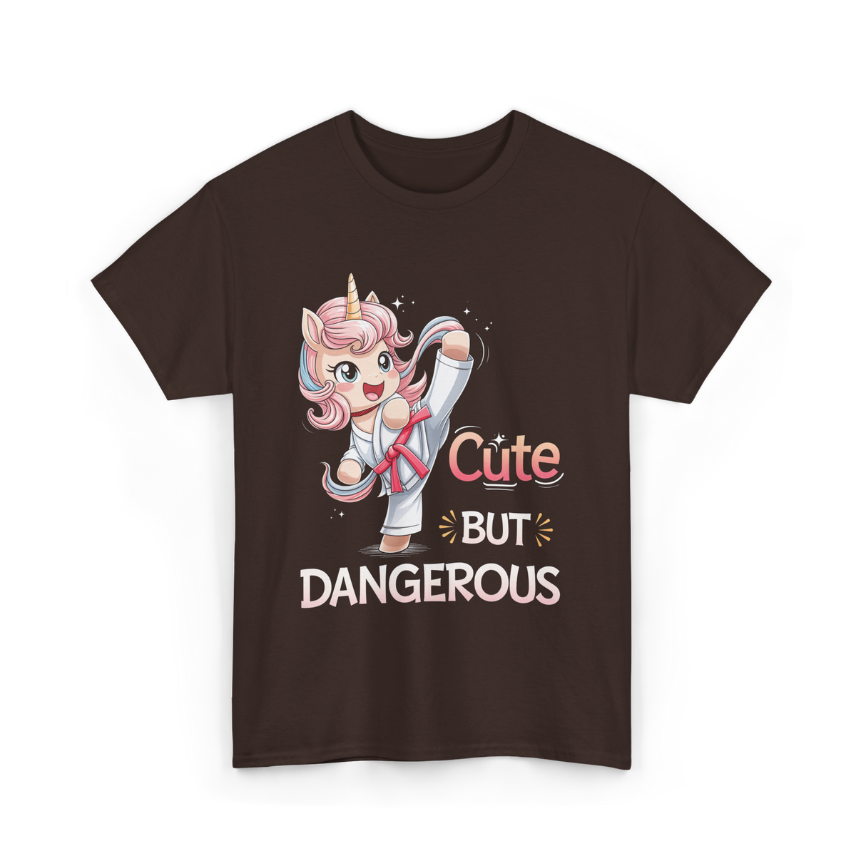 Cute But Dangerous Karate Unicorn T-Shirt - Dark Chocolate