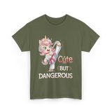 Cute But Dangerous Karate Unicorn T-Shirt - Military Green