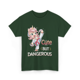 Cute But Dangerous Karate Unicorn T-Shirt - Forest Green