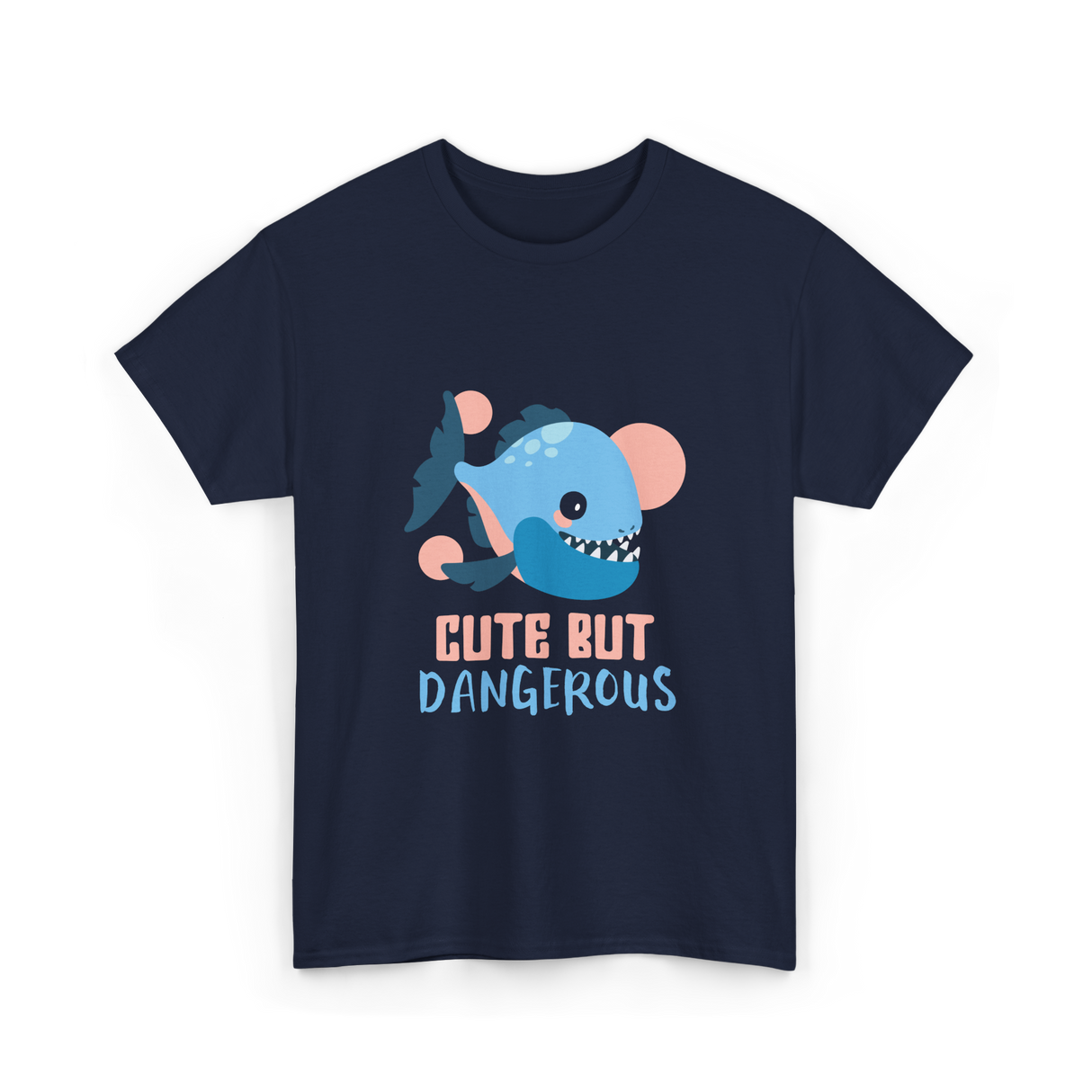 Cute But Dangerous Piranha Fish T-Shirt - Navy